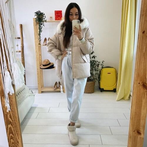 2021 New Cotton-padded Clothes Womens Mid-length Winter Clothes Thick Ins Bread Clothes Womens Loose Padded Jacket Coats