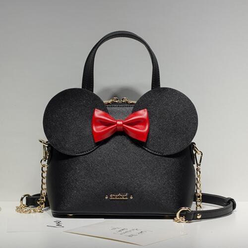2021 Fashion New Handbags High Quality PU Leather Women Tote Bag Big Ear Shell Bag Sweet Bow Chain Female Shoulder Messenger Bag