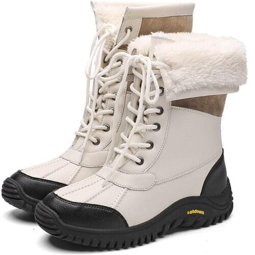 Winter Womens Snow Boots Lovely Pure Color Warmth Combat Boot Wool Flat Shoes Rubber Non-Slip Plus Thick Girls Cotton Shoes New