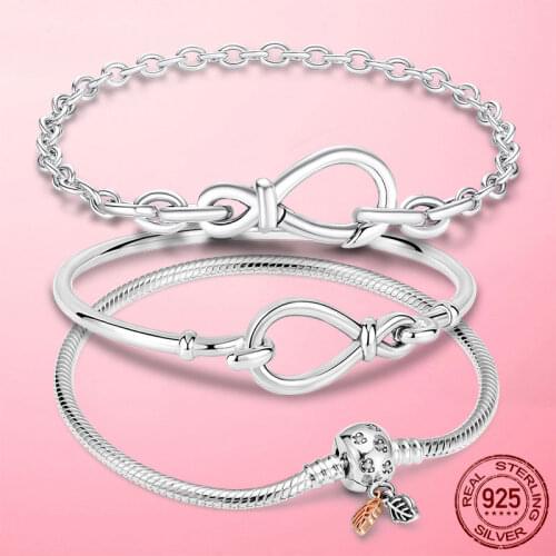 Hot Sale 925 Sterling Silver Moments Daisy Flower Leaves Clasp Snake Chain Bracelets & Bangles for Women Women Jewelry Pulseira