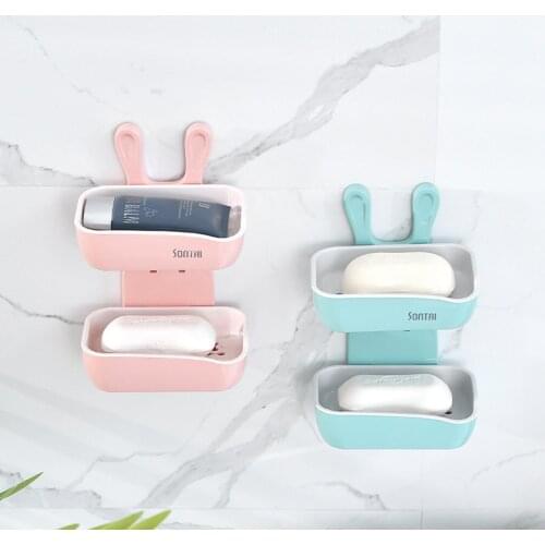 Soap Box Household Double-Layer Soap Dish Wall-Mounted Storage Case for Bathroom Washbasin Toilet