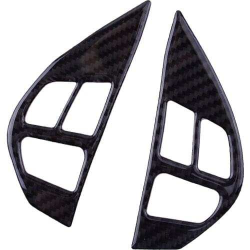 1 Pair Car Carbon Fiber Steering Wheel Trim Button Cover Sticker Fit For Mitsubishi Lancer Evo 2008-2013 2014 2015