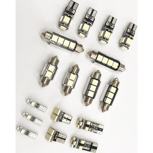 17 Pcs Set Canbus White Car LED Light Interior Dome Map Reading ,Glove Box Light, Footwell Light,License plate light Kit