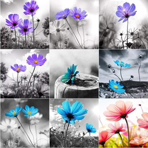 5D DIY Diamond Painting Fresh Flowers Diamond Embroidery Scenery Cross Stitch Full Square Round Drill Home Decor Manual Art Gift