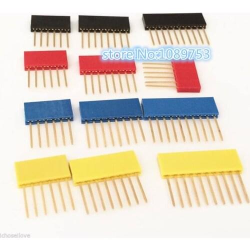 80Pcs Female Tall Stackable Header Connector Socket 11mm For Arduino Shield 4-Color Black/Red/Blue/Yellow