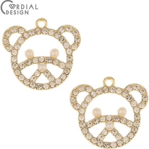 Cordial Design 50Pcs 24*25MM Jewelry Accessories/Rhinestone Earrings Pendants/Anima Shape/DIY Making/Jewelry Findings Components