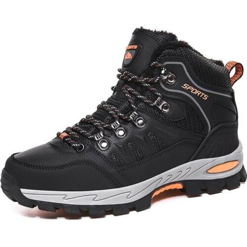 Winter Mens Boots Plush Warm Mens Snow Boots Waterproof Mens Ankle Boots Breathable Handmade Outdoor Men Hiking Boots