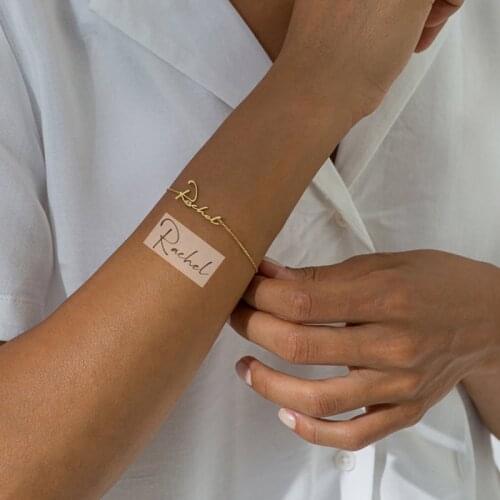 Personalized Handwriting Name Bracelet Women Girls Stainless Steel Chain Letter Customized Charm Bracelets Unique Custom Jewelry