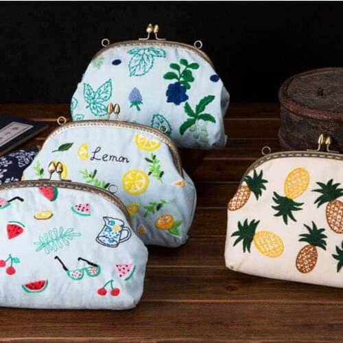 Flower Embroidery DIY Chain Bags Purse Wallet Handbag Cross Stitch Set for Beginner Needlework Sewing Craft Handmade Gifts