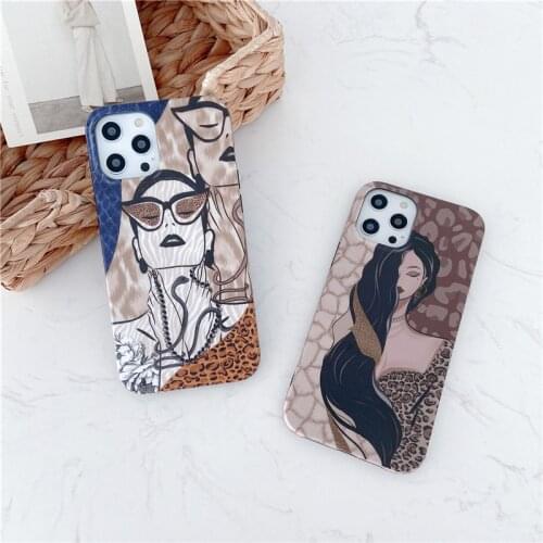 Personality Leopard Print Case For iPhone 11 12 Pro XS Max 7 8 Plus X XR 12 Mini SE 2020 Female Soft IMD Camera Protection Cover