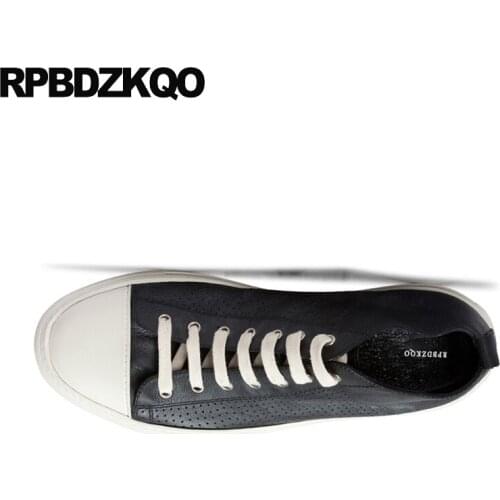 Rubber Skate Real Leather Sneakers Men Shoes Casual High Top Hollow Out Trainers Black And White Luxury Quality Flats Breathable