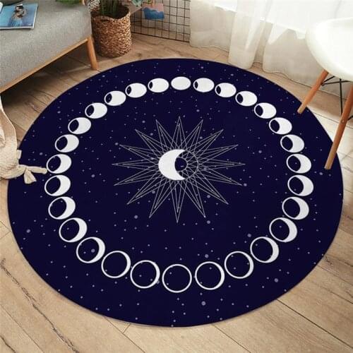 Round Carpet Moon Star Witchcraft Carpet for Living Room Galaxy Non-slip Mat Rugs Blue Decorative Floor Floor Mat In The Room