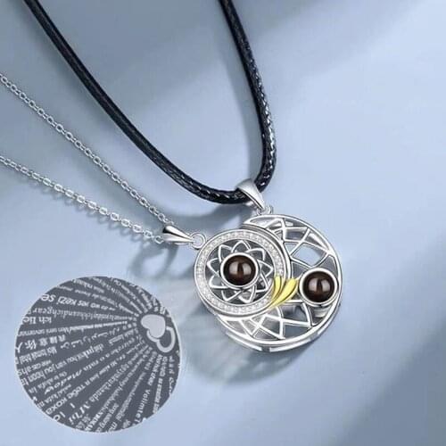 Magnetic Couple Necklaces 100 Languages I Love You Projection Sun Moon Pendant Necklace Women Men Lovers Magnet Valentine Gifts