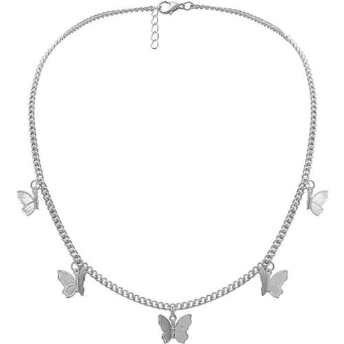 Fashion Choker Necklace Lovely Golden Silver Color Butterfly Necklace Short Women Summer Holiday Romantic Gift Jewelry Wholesale