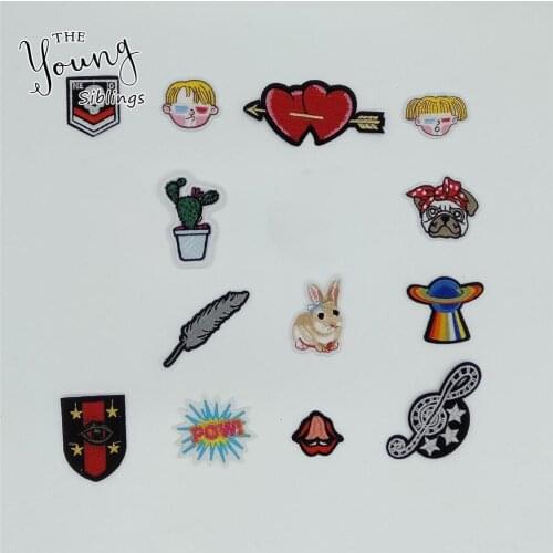 Fashion style Cartoon Badges Hot melt adhesive Applique Embroidery DIY Kids Sewing Iron on patch Clothing Accessory C6008-C6022