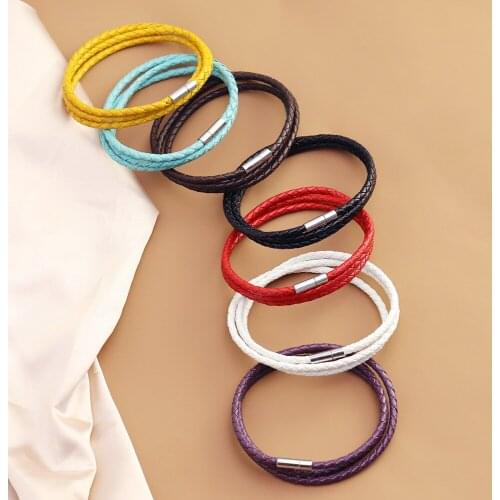 MYLONGINGCHARM 2pcs/lot wholesale Bracelet Chain, Adjustable size 4mm widthness PU leather chains for Jewelry Making