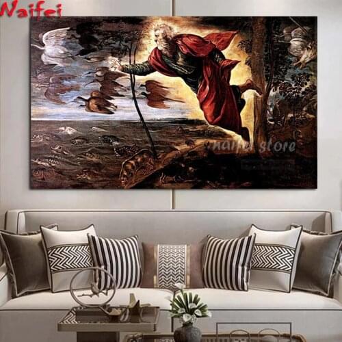 Creation of the Animals Italian Renaissance Tintoretto Fantasy 5D Diy Diamond Painting Cross Stitch Kit Home Decor