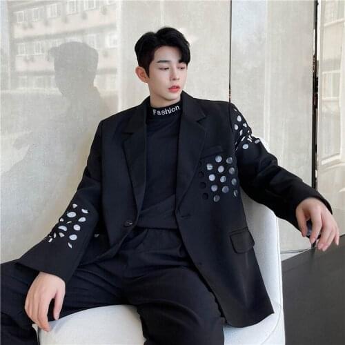 S-6XL!Big yards! 2021 New alternative hollow-out laser hole design loose leisure small suit tide male Han edition suit jacket