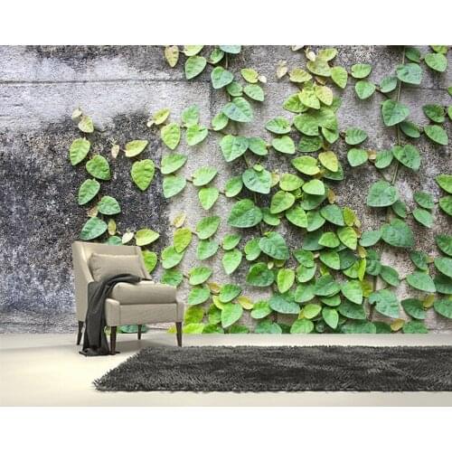 Papel de parede Ivy leaves on the wall Concrete 3d wallpaper,living room tv wall bedroom wall papers home decor cafe bar mural