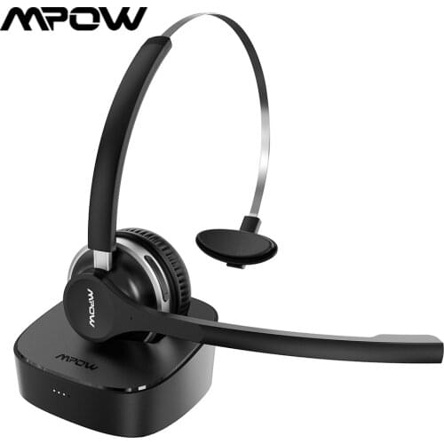 Mpow HC3 Office Wireless Headset Bluetooth V5.0 Business Headset with Dual Noise Cancelling Microphone for Call Trucker Drivers