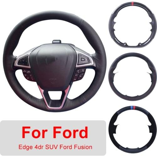 Hand Sewing Customized Car Steering Wheel Cover For Ford Edge 4dr SUV 2015-2017 Ford Fusion 2013-2018 Leather Protective Wrap