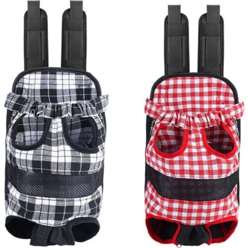 Dog Cat Carry Backpack Bag Plaid Mesh Out Carrier Pet Puppy Front Net Bag 4 Sizes 2 Colours