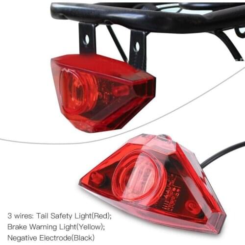 6-80V LED Electric Bike Scooter Rear Tail Night Safety Light Rear Rack Brake Lamp For E-scooter Ebike Accessories