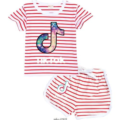 Tik Tok Boy Clothes Set Fashion Short Sleeved T-Shirt and Shorts 2pcs/Set Leisure Toddler Clothing Outfits Teenagers Tracksuit