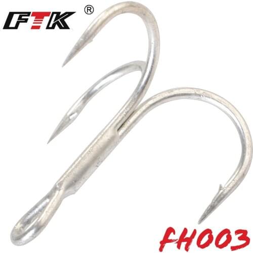 FTK 10-20pcs/Lot Treble Fishing Hooks 3/0# 1/0# 1# 2# 4# High Carbon Steel Fishing Hook Overturned Hooks Bass Fishing Tackle