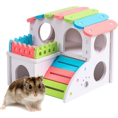 37MB Hamster Hideout Plastic Hut Small Animals Multi Story Villa Colorful House Habitat Decor with Ladder Easy to Assemble