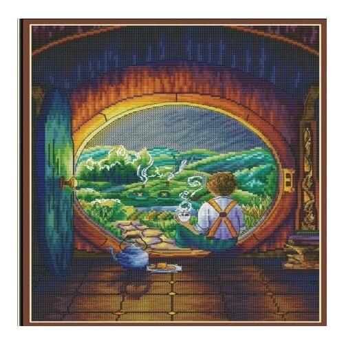 Coffee time Embroidery Lady Counted Cross Stitch Angel Patterns with 100% Cotton Flosses & Free Shipping for Home Decor