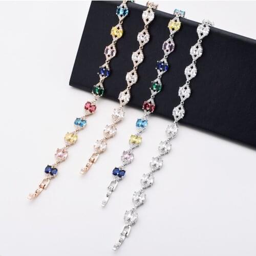 High-quality fashionable elliptical color enchanting zircon bracelet, a classic jewelry gift for women SL-015