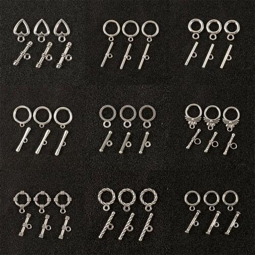 Alloy Tibetan Silver Plated Toggle OT Clasps Round Heart DIY Bracelet Necklace End Clasp Connector For Jewelry Making Supplies
