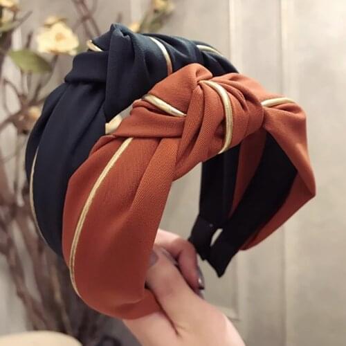 Womens Pure Color Knot Headbands Simple Fabric Girls' Phnom Penh Hairbands Fashion Bezel Wide-Edge Headband Hair Accessories
