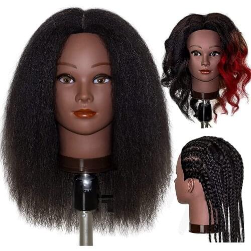 Ruilong Mannequin Head 100% Real Human Hair 16“, Braiding Styling Doll Head ,Beauty School Manikin Head,Training Head