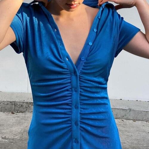 Turn-Down Collar Green Women Shirt Dresses Club Party Short Sleeve Button Mini Dress Holiday 2021 Spring Streetwear Dropshipping