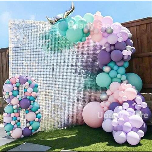 137Pcs Macaron Balloons Garland Pastel Pink Purple Tiffany Blue Ballon Arch Mermad Birthday Balloons for Baby Shower Party Decor