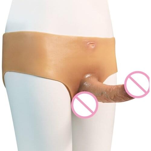 2021 Super Soft Silicone Female Wear Penis Pants Strapon Realistic Dildo with Scrotal Adult Sex Toys For Woman Man Lesbian