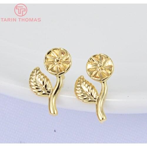 6PCS 7x13MM 24K Gold Color Plated Brass Leaves Earrings Hooks High Quality Diy Jewelry Accessories