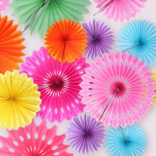 5pcs 8inch Tissue Paper Fans Pinwheels Hanging Garland Flower For Wedding Decoration Birthday Party Baby Shower Supplies