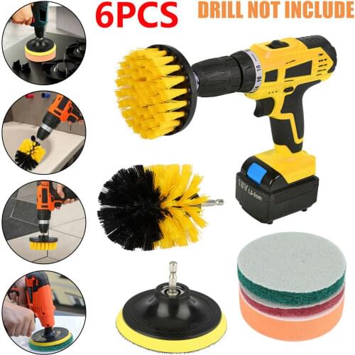 6Pcs Scrub Drill Brush Multi-purpose Kit Power Drill Cleaning Attachments All Purpose Deep Clean