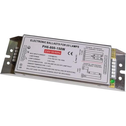 PH6-800-150W UV Lamp Electronic Ballasts 230V Lighting Ballast for 2 Lamps 2x35W-75W or 1 Lamp 1x95-150W