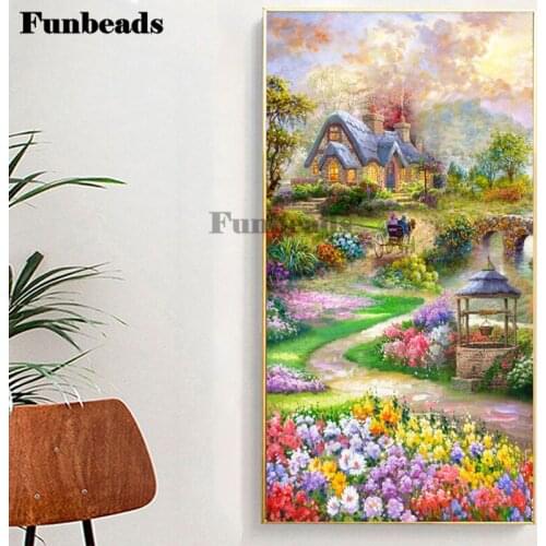 Diamond mosaic village landscape rhinestone embroidery dream horse flower graden full drills square round cross stitch FF4118
