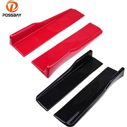 POSSBAY Car Body Side Skirt Rocker Splitters Shovel Anti-Scratch Winglet Black/Red Car Stickers Pegatinas Splitters Diffuser