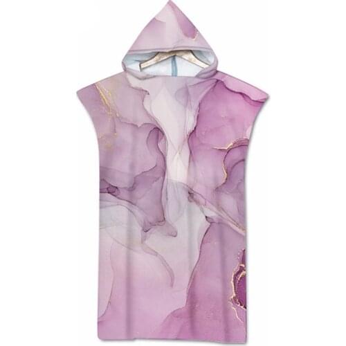 Marble Print Microfiber Hooded Bath Towel unisex Changing Robe Poncho Surf Towel for Swimming Outdooor Bathrobe Wetsuit