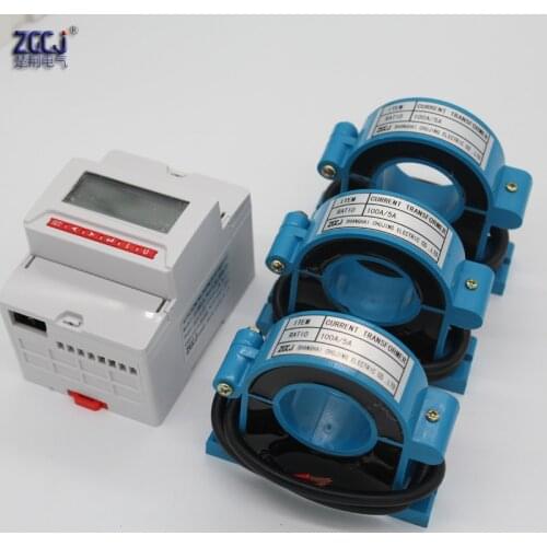CJ-3DDY-O LCD display AC 0-100A 3 phase din multifunctional meter with RS485 communication with 1 relay power meter with CT