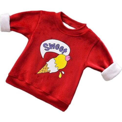 Toddler Baby Girls Winter Clothes Children Cute Hoodies Cartoon Ice Cream Patterns Long Sleeves Fashion Sweatshirts High Quality