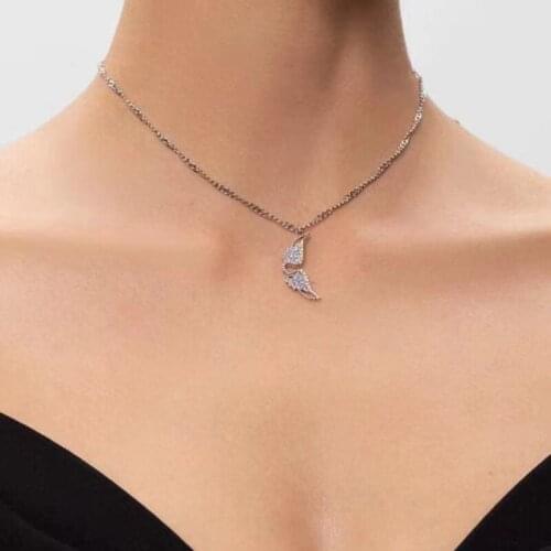 Crystal Hot Rhinestone Wing Womens Necklaces 2021 New Fashion Choker Clothes Accessories Wild Temperament Chains Necklace