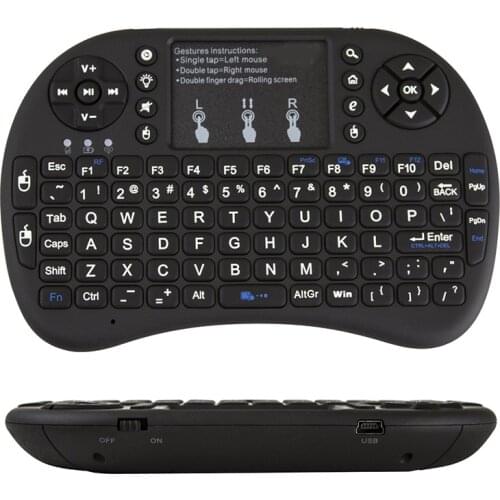 I8 Mini Wireless Keyboard 2.4G English Russian 3 color Air Mouse with Touchpad Remote Control Android TV Box (lithium battery)