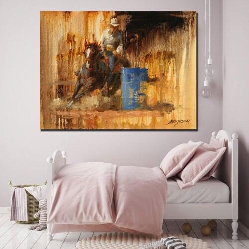 West Cowboy Canvas Prints Picture Oil Modern Paintings for Living Room Poster Home Decoration